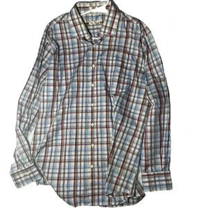 Peter Millar Shirt Mens XL Long Sleeve Button Down Cotton Plaid Brown Purple